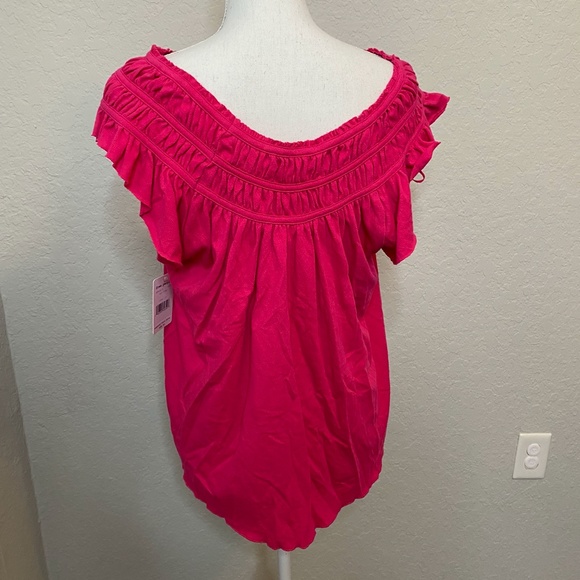 NWT Free People Womens Small Pink Ruffle Boho Top - Picture 5 of 10
